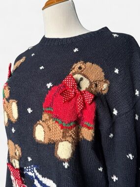 Marisa Christina Teddy Bear Hand Knit Sweater